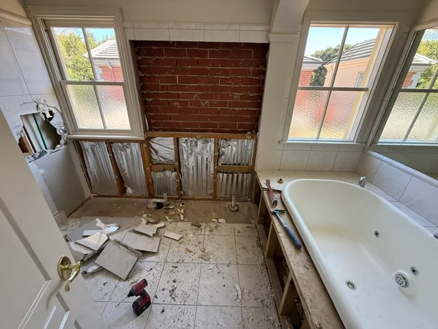 Bathroom before tiling work